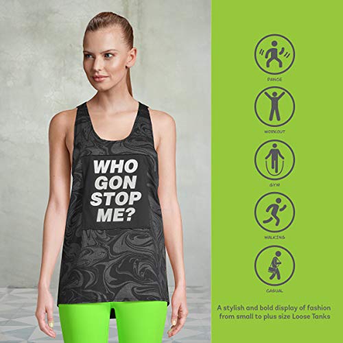 Zumba - Camiseta sin mangas de entrenamiento para mujer, color negro, holgada, con una impresión gráfica, ideal para bailar, fitness e ir al gimnasio - negro - Medium