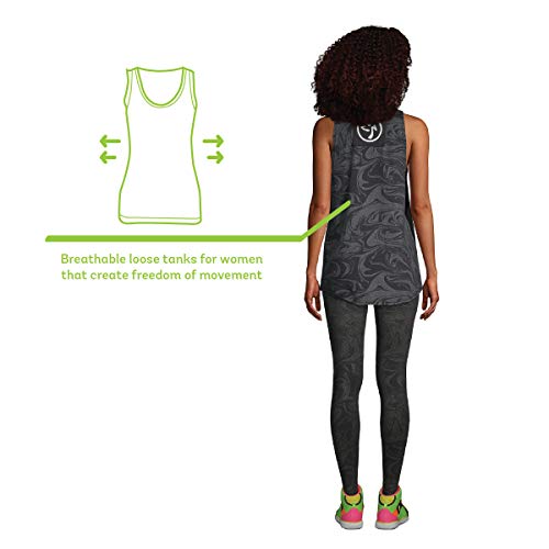 Zumba - Camiseta sin mangas de entrenamiento para mujer, color negro, holgada, con una impresión gráfica, ideal para bailar, fitness e ir al gimnasio - negro - X-Large