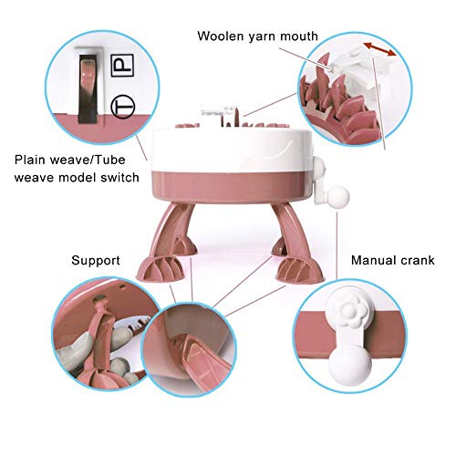Zwindy Máquina de Tejer, Tamaño Grande Inteligente Telar Telar Redondo Telar Giratorio de Doble Punto, Bricolaje Giratorio Doble Tejido Telar con 2 * Hilos de Lana, para Calcetines/Sombrero/Bufanda