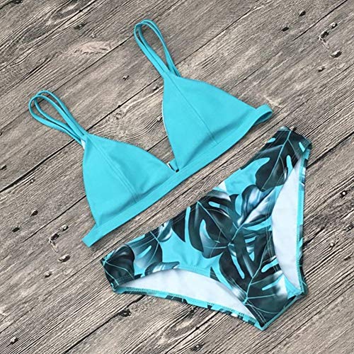 ZXG Bikini para Mujer, Traje De BañO De Playa De Bikini De Dos Piezas Bikini para Mujer con Estampado De Hojas Sexy Disponible En Varios TamañOs Y 10 Colores,H,M