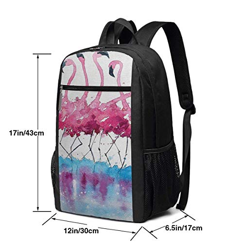 ZYWL Mochila Pink Flamingos, Mochila para computadora portátil Duradera para Negocios, Mochila para computadora universitaria Resistente al Agua, Regalos para Hombres y Mujeres, 17 x 12 x 6 Pulgadas,