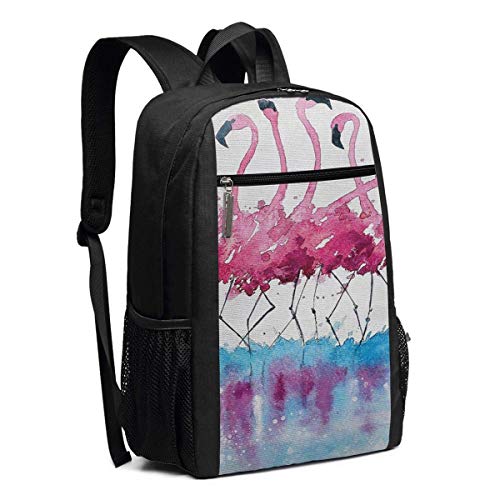 ZYWL Mochila Pink Flamingos, Mochila para computadora portátil Duradera para Negocios, Mochila para computadora universitaria Resistente al Agua, Regalos para Hombres y Mujeres, 17 x 12 x 6 Pulgadas,