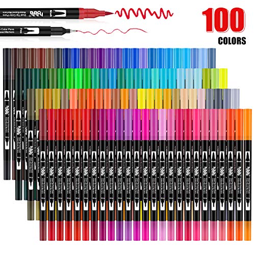 100 colores con rotuladores punta pincel acuarelables Marcadores Caligrafía lettering HO-100B