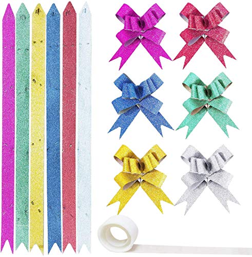 120 Pz Lazos Regalos Grandes y 1 Rollo de Puntos de Pegamento, Woohome Lazos de Cinta de Regalo Ideal para Navidad, Bodas, Fiestas, Decoración Del Día de San Valentín y Envoltura de Regalos de
