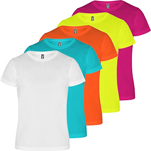 13MW Camiseta técnica Hombre | Pack 5 | Tejido técnico para Deporte | Transpirable | Running, Fitness, Fútbol, Padel (Combinación 2, XL)