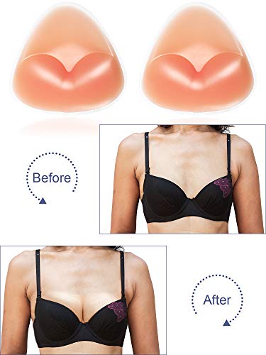 2 Pares de Insertos de Sujetador de Silicona Almohadilla de Push-up Pezonera Reutilizable Invisible para Mujeres Chicas Bikini (Grande)