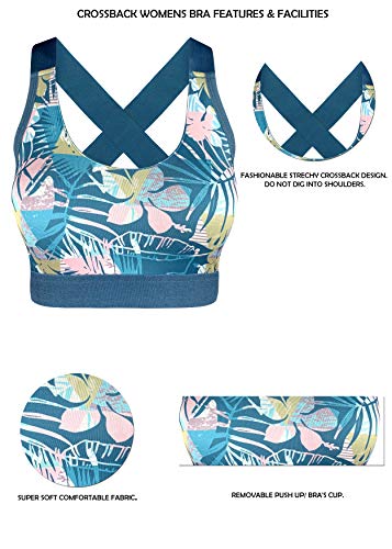 2 Piezas Mujer Sujetador Deportivo Push Up Bustier con Amplio Correas Fitness Yoga Camisetas Sin Mangas -Cup 80-85 (40-42) -Modelo 3