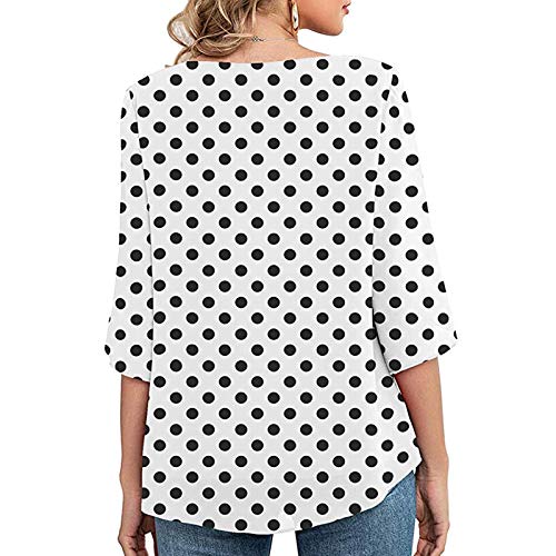 2021 Nuevo Camiseta Mujer Verano Moda Impresión de Lunares Manga Corta Elegante Blusa Camisa Cuello Redondo Camiseta de Gasa Suelto Tops Casual Fiesta T-Shirt Original tee