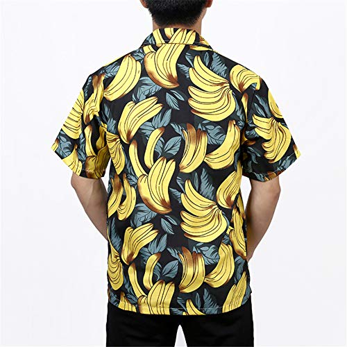 3D Camisa Hawaiana, Morbuy Hombre Casual Manga Corta Camisas Playa Verano 3D Estampada Funny Hawaii Shirt Playa Tops (3XL,Plátano Amarillo)
