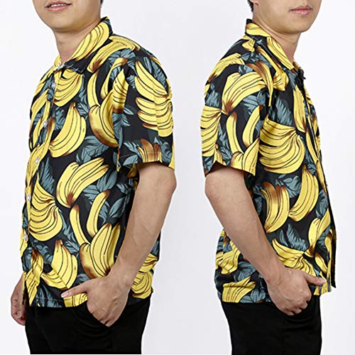 3D Camisa Hawaiana, Morbuy Hombre Casual Manga Corta Camisas Playa Verano 3D Estampada Funny Hawaii Shirt Playa Tops (3XL,Plátano Amarillo)