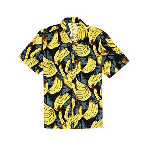 3D Camisa Hawaiana, Morbuy Hombre Casual Manga Corta Camisas Playa Verano 3D Estampada Funny Hawaii Shirt Playa Tops (3XL,Plátano Amarillo)