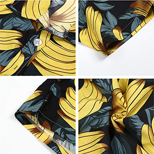 3D Camisa Hawaiana, Morbuy Hombre Casual Manga Corta Camisas Playa Verano 3D Estampada Funny Hawaii Shirt Playa Tops (3XL,Plátano Amarillo)