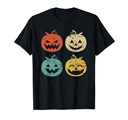 4 Calabazas Emoji Vintage Disfraz Halloween Hombre Mujer Camiseta