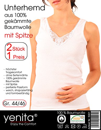 4 Piezas Camiseta Interior con Encaje, 100% Algodòn