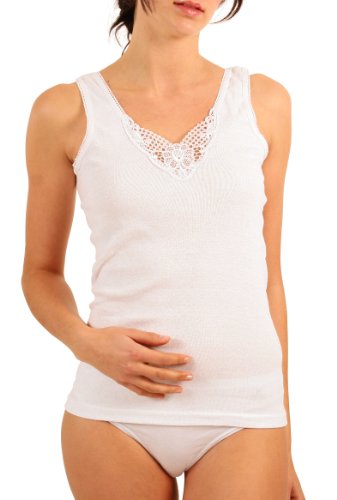 4 Piezas Camiseta Interior con Encaje, 100% Algodòn