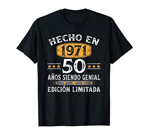 50 Años Cumpleaños Regalo Para Hombre Mujer Hecho En 1971 Camiseta