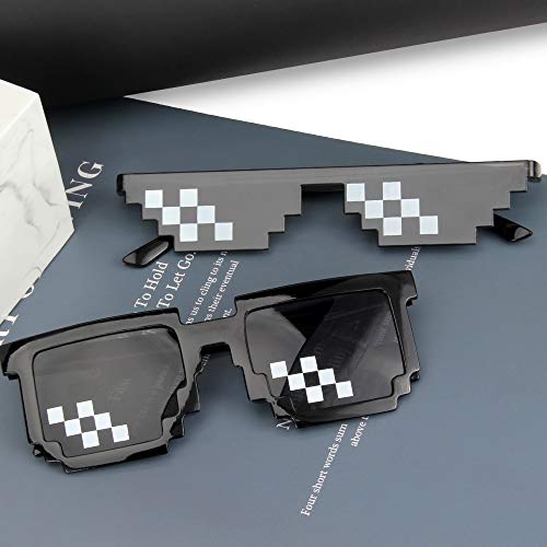 6 Pares Thug Life Sunglasses, Deal With It Gafas de Sol 8 Bits Píxeles, Mosaico, Ideal para Broma Fiestas Hombre Mujer,Negro
