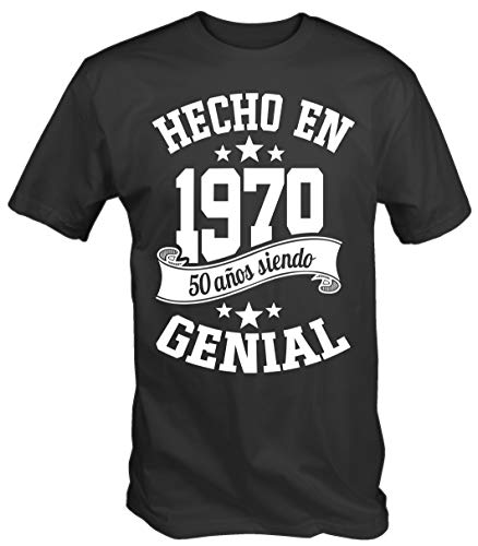 6TN Hombre Lengua española Hecha en 1970 50 años de ser Camiseta Impresionante (M, Carbón)