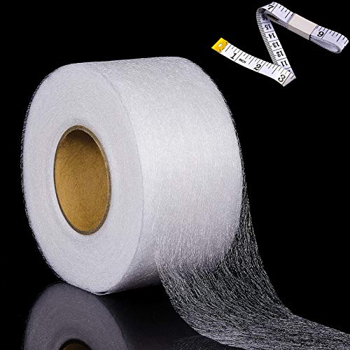 70 Yardas Cinta de Dobladillo Planchado Cinta Adhesiva Extra Ancha de Planchar Tela Wonderweb Rollo Cinta de Dobladillo sin Coser con Cinta Métrica para Jeans Cortina Pantalones (60 mm de Ancho)
