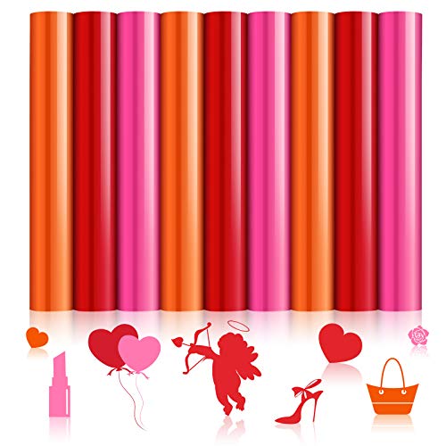 9 Hojas de Vinilos de Plancha de San Valentín Vinilos de Transferencia de Calor Hojas de Vinilo HTV de 11,4 x 8,3 Pulgadas para San Valentín DIY Camisetas, Almohada y Otros Textiles