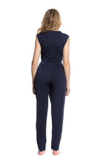 Abbino 8224 Overall para Mujer - Hecho en Italiano - 4 Colores - Cómodo Atractivas Moda Entretiempo Otoño Invierno Mujer Elegante Suave Venta Diseño Casual Fiesta - Azul Marino - S 34