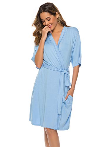 ABirdon Bata Ligera para Mujer Albornoz Ropa de Dormir Suave con para SPA Bañarse Boda