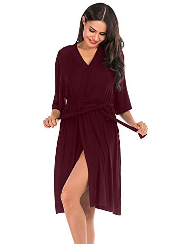 ABirdon Bata Ligera para Mujer Albornoz Ropa de Dormir Suave con para SPA Bañarse Boda