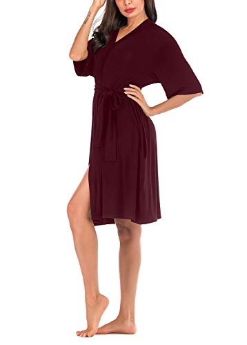 ABirdon Bata Ligera para Mujer Albornoz Ropa de Dormir Suave con para SPA Bañarse Boda