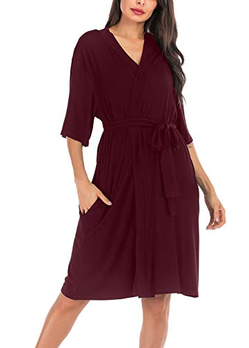 ABirdon Bata Ligera para Mujer Albornoz Ropa de Dormir Suave con para SPA Bañarse Boda