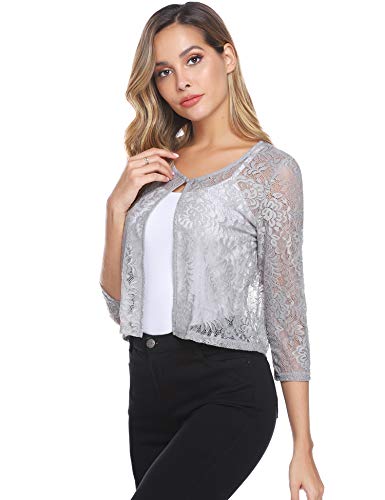 Abollria Bolero Manga Corta Mujer para Fiesta Boda Chaqueta Corta Primavera Torera Elegante Cárdigan Corto para Verano,S