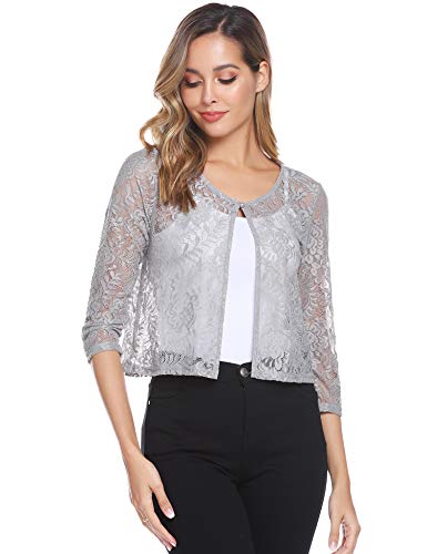 Abollria Bolero Manga Corta Mujer para Fiesta Boda Chaqueta Corta Primavera Torera Elegante Cárdigan Corto para Verano,S