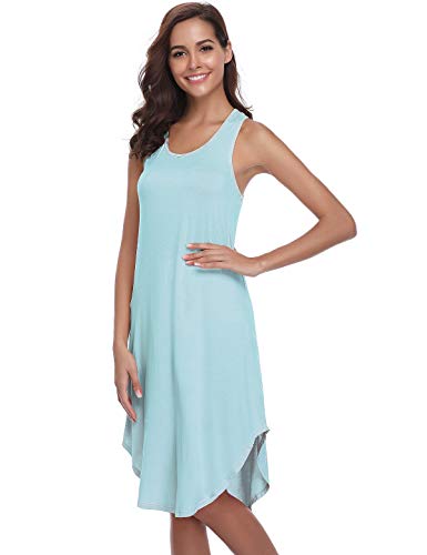 Abollria Camisón sin Mangas para Mujer Algodon Vestido Verano Playa Casuales Camisón