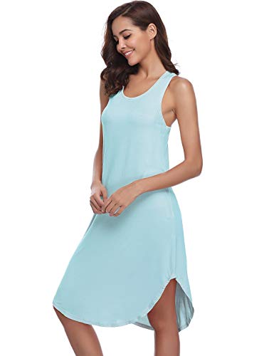 Abollria Camisón sin Mangas para Mujer Algodon Vestido Verano Playa Casuales Camisón