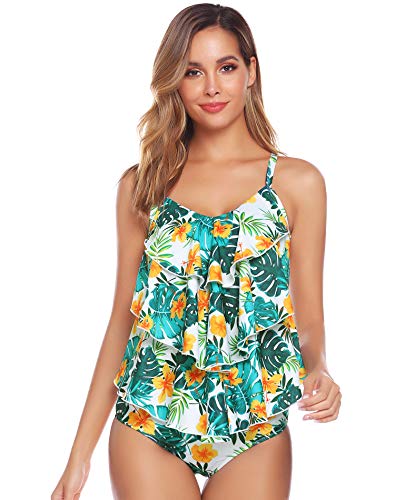 Abollria Mujer Tankinis sin Hombros Conjunto de Bañador Dos Piezas Traje de Baño Sexy Swimsuit Vintage Ropa de Baño para Verano