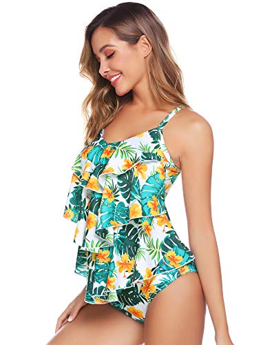 Abollria Mujer Tankinis sin Hombros Conjunto de Bañador Dos Piezas Traje de Baño Sexy Swimsuit Vintage Ropa de Baño para Verano