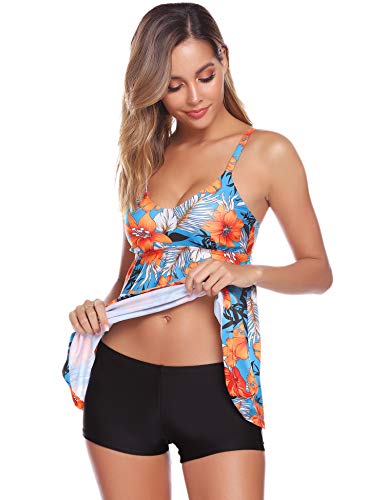 Abollria Mujer Tankinis sin Hombros Conjunto de Bañador Dos Piezas Traje de Baño Sexy Swimsuit Vintage Ropa de Baño para Verano