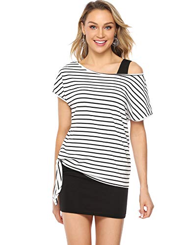 Abollria Mujer Vestido Slim Fit sin Mangas + Camiseta Manga Corta Casual 2 en 1 Pijamas Conjuntos de Casa en Algodón para Primavera y Verano