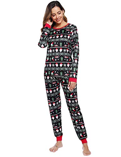 Abollria Pijamas de Navidad Familia Conjunto Pantalon y Top Pijamas Mujer Hombre Invierno Manga Larga Pijama 2 Piezas Ropa de Dormir para Bebés Mamá Papá Homewear Sleepsuit