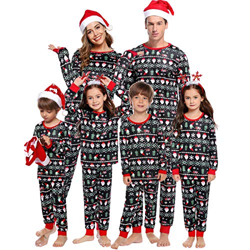 Abollria Pijamas de Navidad Familia Conjunto Pantalon y Top Pijamas Mujer Hombre Invierno Manga Larga Pijama 2 Piezas Ropa de Dormir para Bebés Mamá Papá Homewear Sleepsuit