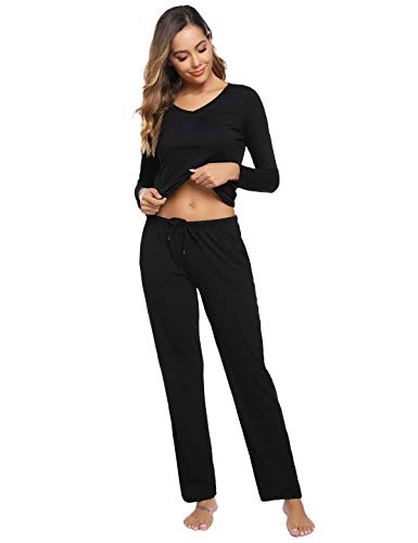 Abollria Pijamas Mujer Algodon Ropa de Domir Elegante Manga Pantalon Largos
