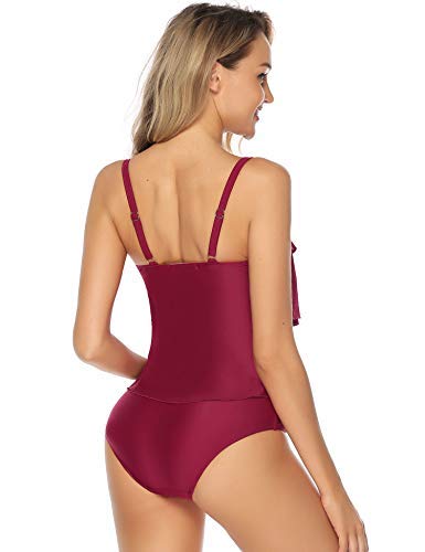 Abollria Traje de Baño en Dos Piezas Sexy Mujer Tankini Vest + Short de Baño Traje Conjunto de Bañador Swimsuit para el Mar, Playa, Piscina, Fiesta, Vacaciones