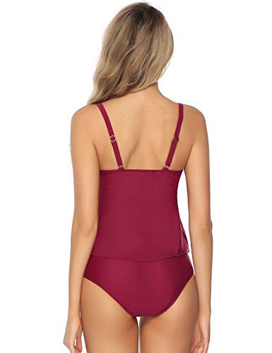 Abollria Traje de Baño en Dos Piezas Sexy Mujer Tankini Vest + Short de Baño Traje Conjunto de Bañador Swimsuit para el Mar, Playa, Piscina, Fiesta, Vacaciones