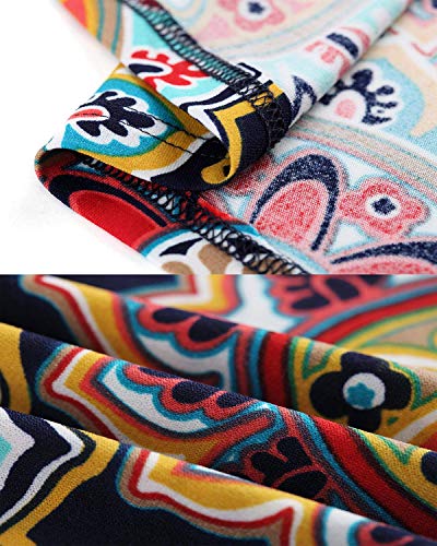 Abravo Mujer Vestido Casual Estampado Floral Bohemia Largo Vestido sin Mangas Verano Maxi Dress Playa,Azul Oscuro,L