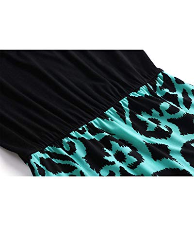 Abravo Mujer Vestido Casual Estampado Floral Bohemia Largo Vestido sin Mangas Verano Maxi Dress Playa,Verde,L