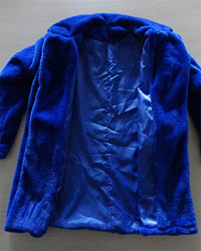 Abrigo Calentar con Manga Larga para Mujer de Invierno de Piel Sintética de Pelo Chaqueta Outwear Azul Real XL
