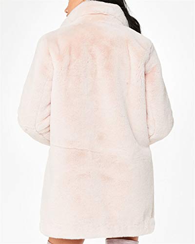 Abrigo Calentar con Manga Larga para Mujer de Invierno de Piel Sintética de Pelo Chaqueta Outwear Rosa Claro XL