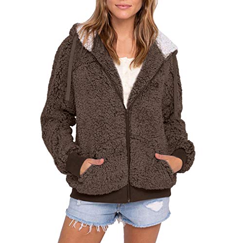 Abrigo de Forro Polar para Mujer, para Invierno, cálido, Grueso, para Mujer, Informal, de Talla Grande Granate S