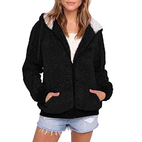 Abrigo de Forro Polar para Mujer, para Invierno, cálido, Grueso, para Mujer, Informal, de Talla Grande Granate S