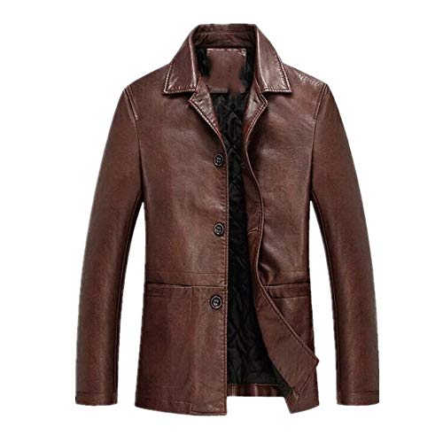 Abrigo de piel de mediana edad y ancianos con algodón y abrigo de cuero grueso para hombres