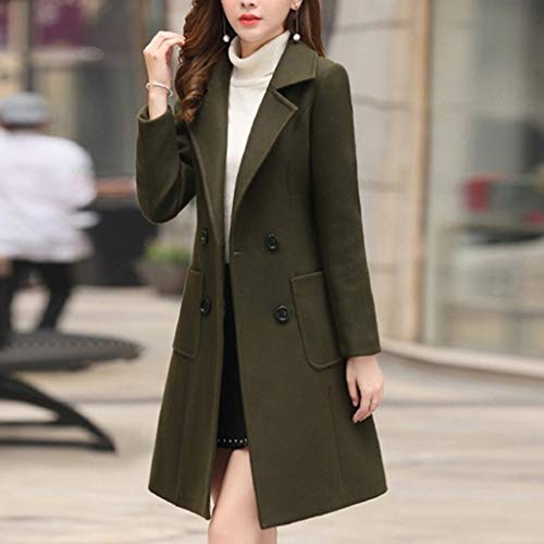 Abrigo Mujer Invierno Rebajas Logobeing Parka Mujer Chaqueta Abrigo Suéter Tallas Grandes Abrigo Largo de Solapa de Invierno Chaqueta de Abrigo de Lana Abrigo (M, Verde)